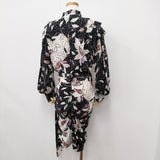 ISABEL MARANT 花柄ドレス 総柄 シルク サイズ36 アシンメトリー ワンピース ブラック ホワイト レディース イザベルマラン【中古】6-0619M♪