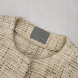 theory luxe MANAMI S FLIPP コットンツイード サイズ38 ノーカラー コート アイボリー レディース セオリーリュクス【中古】6-0926M∞