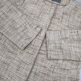 theory luxe MANAMI S FLIPP コットンツイード サイズ38 ノーカラー コート アイボリー レディース セオリーリュクス【中古】6-0926M∞