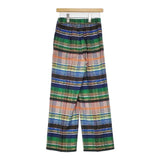 INED マルチチェックパンツ キュプラ混 セミワイド パンツ マルチカラー レディース イネド【中古】6-0913M∞
