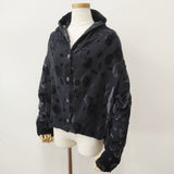 慈雨 センソユニコ ベロア 模様 ジャケット カーディガン ブラック レディース ジウ【中古】6-1014T∞