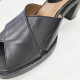 MARGARET HOWELL レザー ストラップ 37 イタリア製 578-270441 牛革 サンダル クロ レディース マーガレットハウエル【中古】6-0528S◎