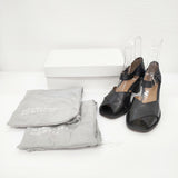 MARGARET HOWELL レザー ストラップ 37 イタリア製 578-270441 牛革 サンダル クロ レディース マーガレットハウエル【中古】6-0528S◎