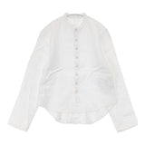 Toujours リネン バンドカラー サイズ2 日本製 ブラウス シャツ ホワイト レディース トゥジュー【中古】6-0919M∞