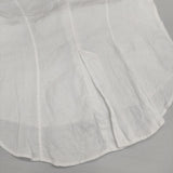 Toujours リネン バンドカラー サイズ2 日本製 ブラウス シャツ ホワイト レディース トゥジュー【中古】6-0919M∞