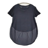 KRISTENSEN DU NORD シルク コットン 切り替え サイズ2 F110 半袖Ｔシャツ カットソー ネイビー レディース クリステンセン ドゥ ノルド【中古】6-0607S♪