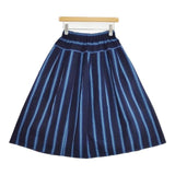 ヤンマ産業/YAMMA コットン 会津木綿 タックスカート ロングスカート ネイビー ブルー レディース ヤンマ産業【中古】6-0926M∞