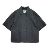 MHL. LIGHT COTTON LINEN POPLIN 595-9152505 サイズ1 定価20900円 コットンリネン 半袖シャツ ブラック レディース エムエイチエル【中古】6-0607S♪