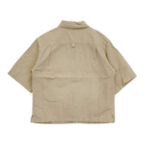 MHL. DRY COTTON LINEN 595-9152552 サイズ1 スナップボタン コットンリネン 半袖シャツ ベージュ レディース エムエイチエル【中古】6-0607S♪