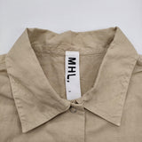 MHL. DRY COTTON LINEN 595-9152552 サイズ1 スナップボタン コットンリネン 半袖シャツ ベージュ レディース エムエイチエル【中古】6-0607S♪