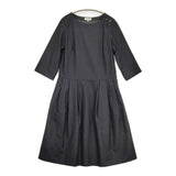 MARGARET HOWELL BLACK FLANNEL DRESS フランネルドレス 肩ボタン ウール 定価63800円 ワンピース ブラック レディース マーガレットハウエル【中古】6-0914T♪