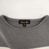 Drawer カシミヤ9G ボーダーパフスリーブニット ウールカシミヤ カシミア 定価44100円 セーター ニット グレー ホワイト レディース ドゥロワー【中古】6-1014T∞