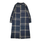 Pal'las Palace 綿麻春格子 26 ボトル襟ワンピース 定価44000円 FOP26023A ワンピース 26SS ネイビー レディース パラスパレス【中古】6-0726M∞