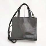 HALLELUJAH Giocare ショルダーバッグ 2Way イタリアンレザー 仕切り収納 トートバッグ ブラック レディース ハレルヤ【中古】6-0913G∞