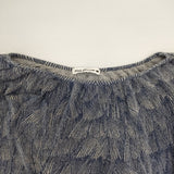 mina perhonen ss8621 ripple marks 砂紋 半袖カットソーストレッチ 裾ゴムギャザー リネン混 半袖Ｔシャツ カットソー ブルー グレー レディース ミナペルホネン【中古】6-0620S△