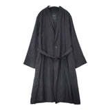 pas de calais ウールリネン ショールカラー 羽織り ロングカーディガン ガウン ベルト付き コート チャコールグレー レディース パドカレ【中古】6-1014T∞