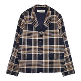 SCAPA チェック サイズ46 定価90200円 テーラードジャケット ネイビー ブラウン レディース スキャパ【中古】6-0803M∞