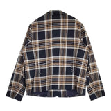 SCAPA チェック サイズ46 定価90200円 テーラードジャケット ネイビー ブラウン レディース スキャパ【中古】6-0803M∞