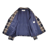 SCAPA チェック サイズ46 定価90200円 テーラードジャケット ネイビー ブラウン レディース スキャパ【中古】6-0803M∞