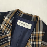 SCAPA チェック サイズ46 定価90200円 テーラードジャケット ネイビー ブラウン レディース スキャパ【中古】6-0803M∞