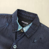 KAPITAL KOUNTRY 新品 インディゴ染め 藍染 燕尾 サイズ0/XS パッチワーク 長袖シャツ ネイビー レディース キャピタルカントリー【中古】6-0619M♪