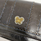 ANNA SUI 未使用品 レザー 牛革 がま口 長財布 クロ レディース アナスイ【中古】6-0615G◎