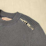 Mint Designs HAPPY MISTA リブニット 40223-KN1PO01 肩レース セーター ニット ブルーグレー レディース ミントデザインズ【中古】6-0803M∞