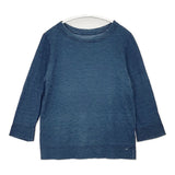 45R/45rpm インディゴ 四角Tシャツ 七分袖 コットン 日本製 サイズ2 Ｔシャツ カットソー ブルー レディース フォーティーファイブアールピーエム【中古】6-0620M△