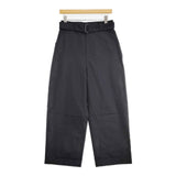 MARGARET HOWELL LIGHT COTTON LINEN TWILL 578-2143030 ベルト付き パンツ ブラック レディース マーガレットハウエル【中古】6-0722G∞