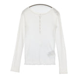 NOBLE シアーテレコヘンリーネックプルオーバー 定価13200円 長袖Ｔシャツ カットソー ロンＴ 26SS ホワイト レディース ノーブル【中古】6-0603M♪