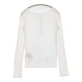 NOBLE シアーテレコヘンリーネックプルオーバー 定価13200円 長袖Ｔシャツ カットソー ロンＴ 26SS ホワイト レディース ノーブル【中古】6-0603M♪