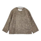 nooy イタリアンジャガードフラップジャケット サイズ2 定価48400円 NJK01SS20 ノーカラージャケット ベージュ レディース ヌーイ【中古】6-0603M♪