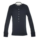 n100 リブ ヘンリーネックシャツ nc-8002-34 コットン 長袖Ｔシャツ カットソー ロンＴ ブラック レディース エヌワンハンドレッド【中古】6-0816M∞