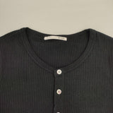 n100 リブ ヘンリーネックシャツ nc-8002-34 コットン 長袖Ｔシャツ カットソー ロンＴ ブラック レディース エヌワンハンドレッド【中古】6-0816M∞