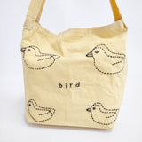 pot and tea bird 鳥 刺繍 トートバッグ ショルダーバッグ イエロー レディース ポットアンドティー【中古】6-0913G∞