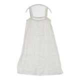 MARGARET HOWELL HOUSE HOLD GOODS リネン エプロンワンピ ストライプ 日本製 サイズF ワンピース ホワイト グレー レディース マーガレットハウエル【中古】6-0620S△