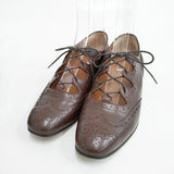 DIVINA ディヴィナ LACEUPSHOES レースアップシューズ ギリーシューズ 本革 レザー イタリア製 定価49500円 シューズ・靴 チャ レディース【中古】6-0702G◎