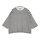 veritecoeur 1×1.5 ボーダーS/S コットンボーダーカットソー ドロップショルダー 定価13200円 Ｔシャツ カットソー 26SS グレー ホワイト レディース ヴェリテクール【中古】6-0603M♪