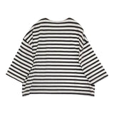 veritecoeur 1×1.5 ボーダーS/S コットンボーダーカットソー ドロップショルダー 定価13200円 Ｔシャツ カットソー 26SS グレー ホワイト レディース ヴェリテクール【中古】6-0603M♪