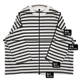 veritecoeur 1×1.5 ボーダーS/S コットンボーダーカットソー ドロップショルダー 定価13200円 Ｔシャツ カットソー 26SS グレー ホワイト レディース ヴェリテクール【中古】6-0603M♪