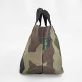 Herve Chapelier カモフラージュ ナイロン舟型トートM 迷彩 1027W 定価30580円 トートバッグ カーキ ブラウン レディース エルベ・シャプリエ【中古】6-0826G∞