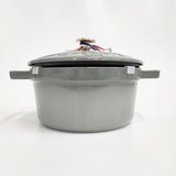 mina perhonen 未使用品 cocotte ocean ココットオーシャン ラウンド 2.2L 20cm 鍋 食器 ライトグリーン ユーカリ レディース ミナペルホネン【中古】6-0603G♪