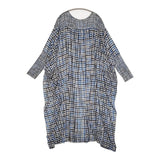 mina perhonen minamo カットソードレス カシミヤ混 ワイド ドルマンスリーブ 定価60500円 38 ワンピース ブルー グレー レディース ミナペルホネン【中古】6-0916M♪