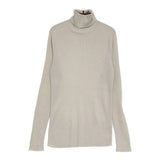 evam eva cashmere silk turtleneck カシミヤシルク タートルネック リブニット E002K003 定価48400円 セーター ニット ライトベージュ レディース エヴァムエヴァ【中古】6-0916T♪