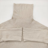 evam eva cashmere silk turtleneck カシミヤシルク タートルネック リブニット E002K003 定価48400円 セーター ニット ライトベージュ レディース エヴァムエヴァ【中古】6-0916T♪
