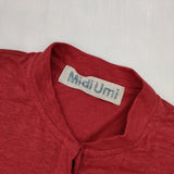 Midi-umi リネン巾着カーディガン 羽織り 定価15950円 日本製 サイズF カーディガン レッド レディース ミディウミ【中古】6-0915M△
