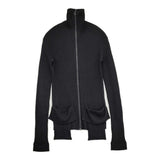 Yohji Yamamoto ドライバーズニット リブニット コットンカシミヤ サイズ2 ハイネック カーディガン ブラック レディース ヨウジヤマモト【中古】6-0916T♪