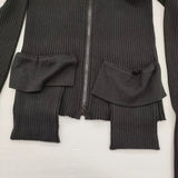 Yohji Yamamoto ドライバーズニット リブニット コットンカシミヤ サイズ2 ハイネック カーディガン ブラック レディース ヨウジヤマモト【中古】6-0916T♪