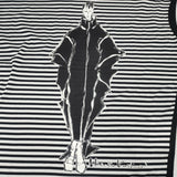 TRUNK HIROKO KOSHINO ボーダー プリント フレンチスリーブ ワイド コットン 日本製 サイズ38 Ｔシャツ カットソー ブラック ホワイト レディース トランクヒロココシノ【中古】6-0620S△