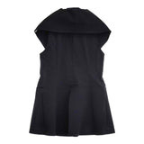 HIROKO KOSHINO 異素材 切替 ノースリーブ ナイロンポリウレタン ジャケット ブラック レディース ヒロコ・コシノ【中古】6-0722M∞